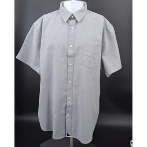 UNTUCKit (Bual) Button Down Shirt Mens 3XL Gray Short Sleeve Cotton Solid Pocket